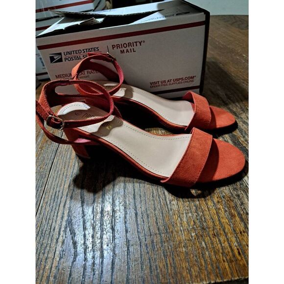 9.5 Dream Pairs Red Carnival Open Toe Low Block Chunky Heel Dress Shoes Sandals - Picture 1 of 6